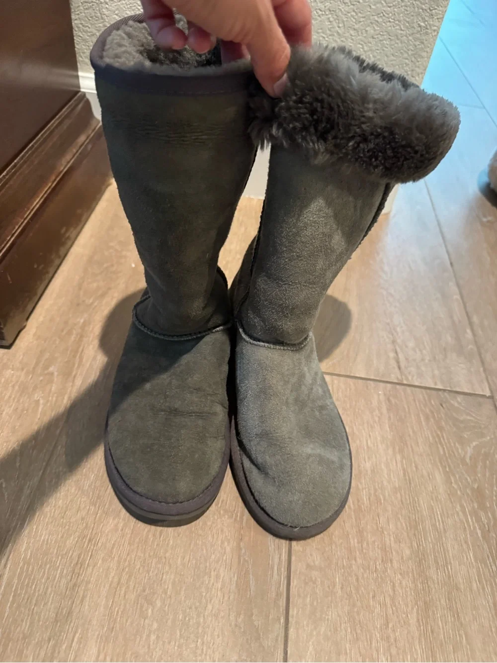 Women’s UGG Gray Suede Shearling Boots